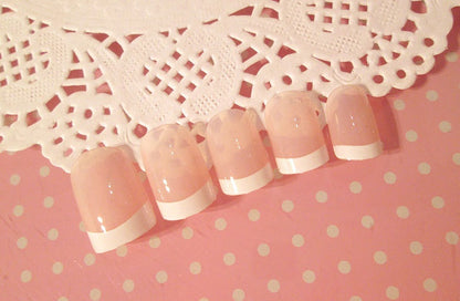 Nail art finished French long fake nail patch long French